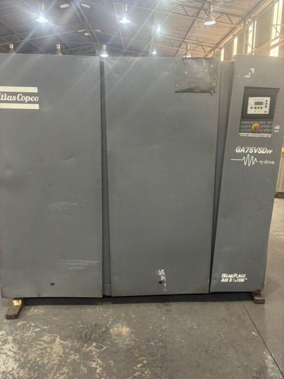 Compressor elétrico Atlas Copco GA 75 VSD FF – com secador integrado ...